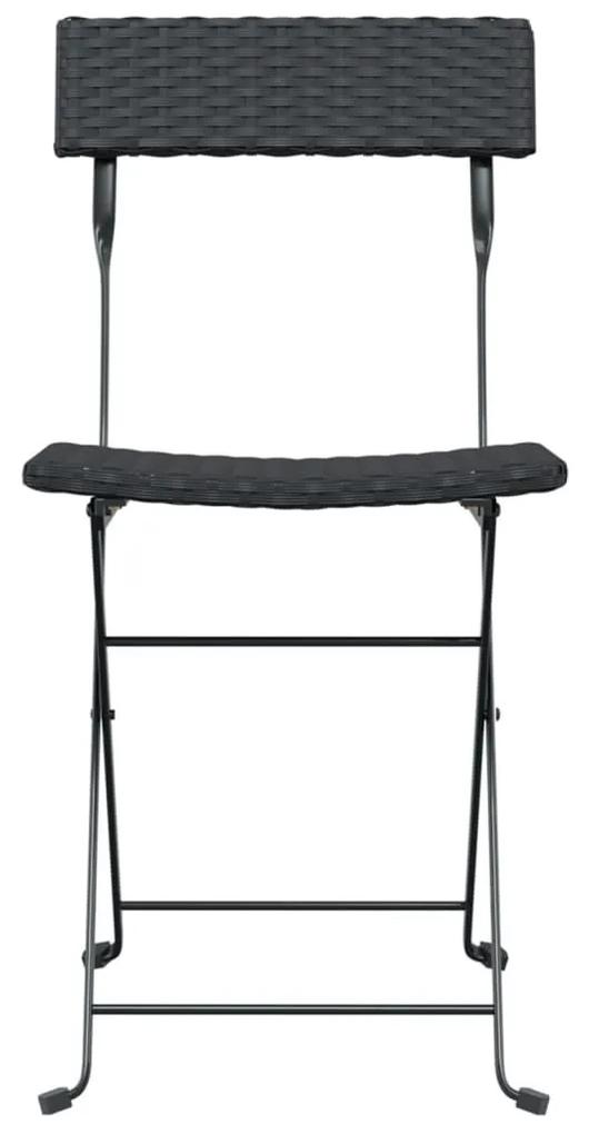 Καρέκλες Bistro Πτυσσόμενες 4 τεμ. Μαύρο Συνθετικό Ρατάν&amp;Ατσάλι - Μαύρο