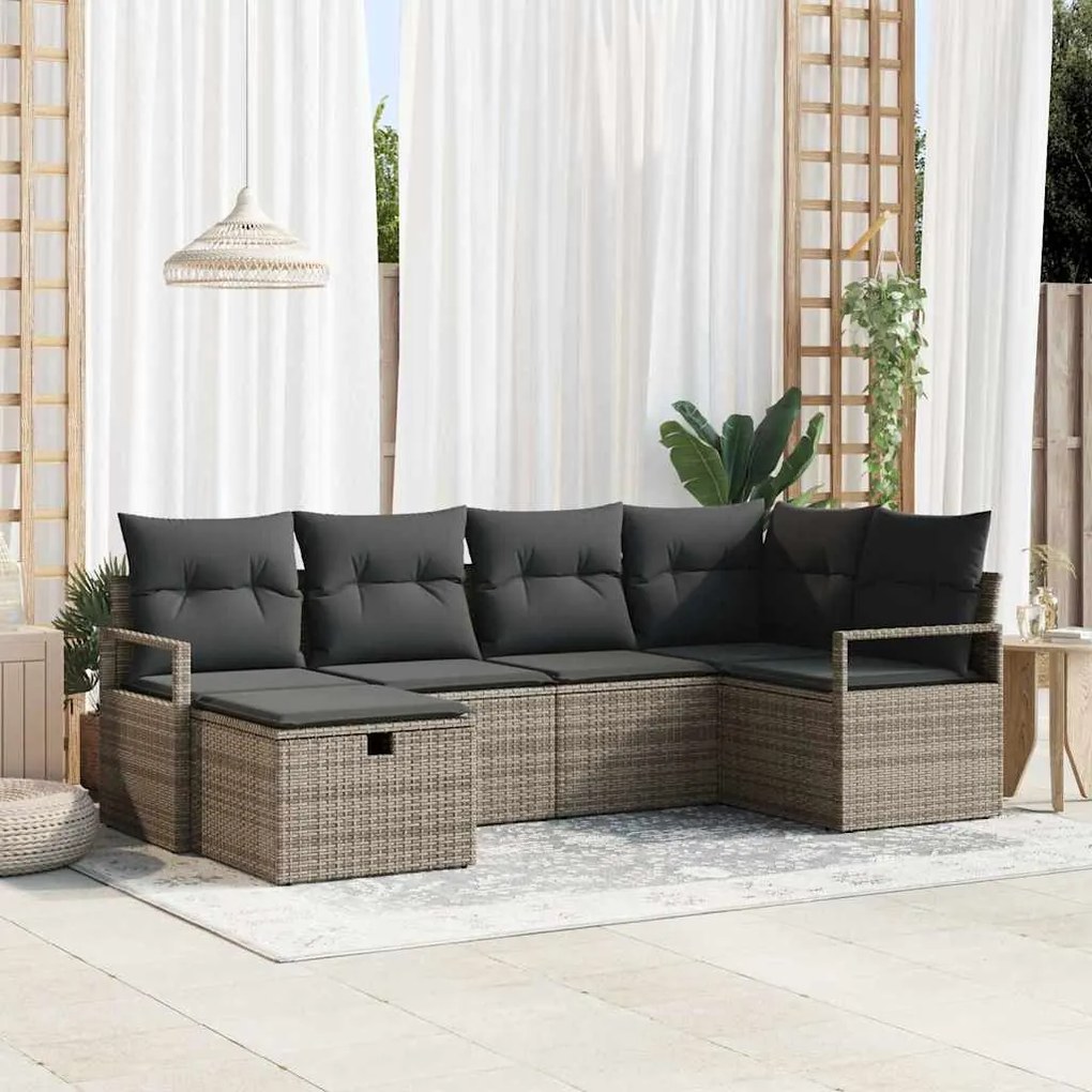 vidaXL Σετ Καναπέ Κήπου 6 pcs Γκρι 232 x 122 x 85 εκ. Πολυ ράταν