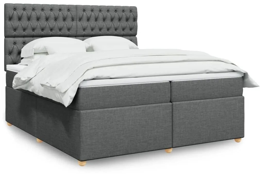 ΚΡΕΒΑΤΙ BOXSPRING ΜΕ ΣΤΡΩΜΑ ΣΚΟΥΡΟ ΓΚΡΙ 200X200 ΕΚ. ΥΦΑΣΜΑΤΙΝΟ 3293695