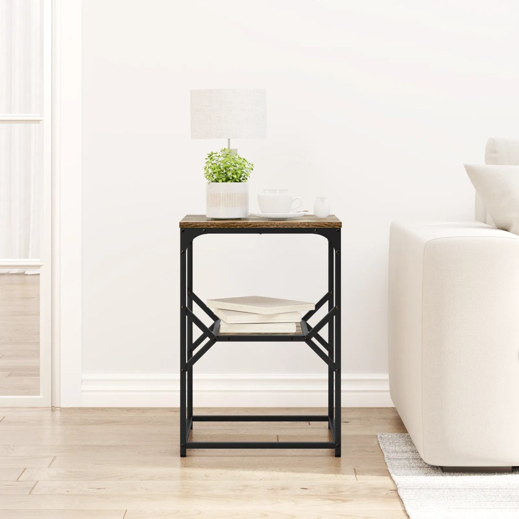 vidaXL Τραπέζι πλευράς Σκούρο Δρυς 41x40x60 εκ. Κατασκευασμένο ξύλο