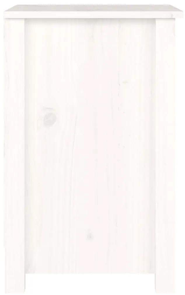 vidaXL Κομοδίνο Λευκό 40x35x55 εκ. από Μασίφ Ξύλο Πεύκου