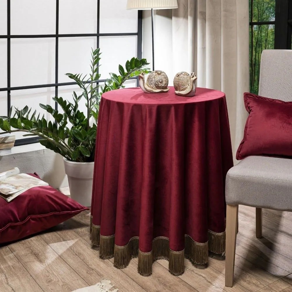 Ροτόντα Με Κρόσσι Velvet 10 Bordo Teoran Diameter 180cm Φ180 Acrylic