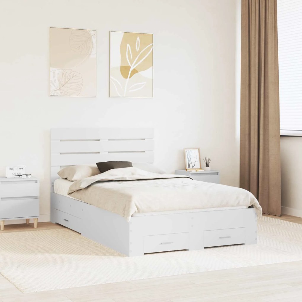 vidaXL Σκελετός Κρεβατιού με συρτάρι με κεφαλάρι Επεξεργασμένο ξύλο