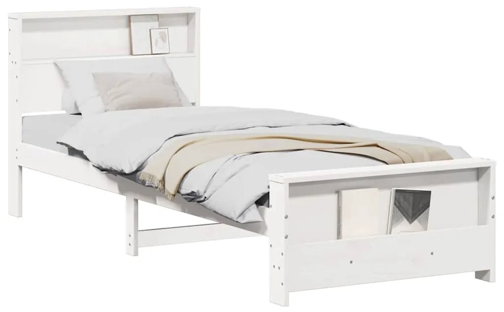 vidaXL Σκελετός Κρεβατιού Λευκό 90 x 190 cm Μασίφ ξύλο πεύκου