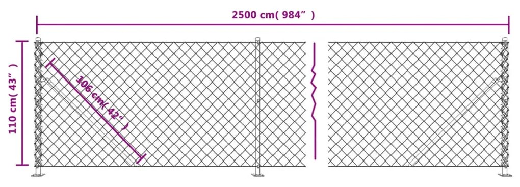 vidaXL Συρματόπλεγμα Περίφραξης Πράσινο 1,1 x 25 μ. με Βάσεις Φλάντζα