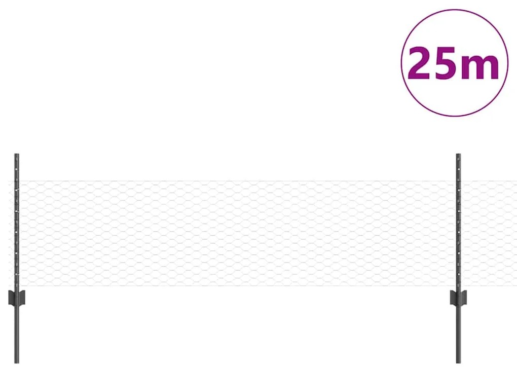 vidaXL Τεντώτο με στήριγμα Γκρι 0,5 x 25 μ. Ατσάλι