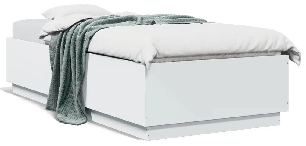 Πλαίσιο Κρεβατιού με Φώτα LED Λευκό 100 x 200 εκ. Επεξεργ. Ξύλο - Λευκό