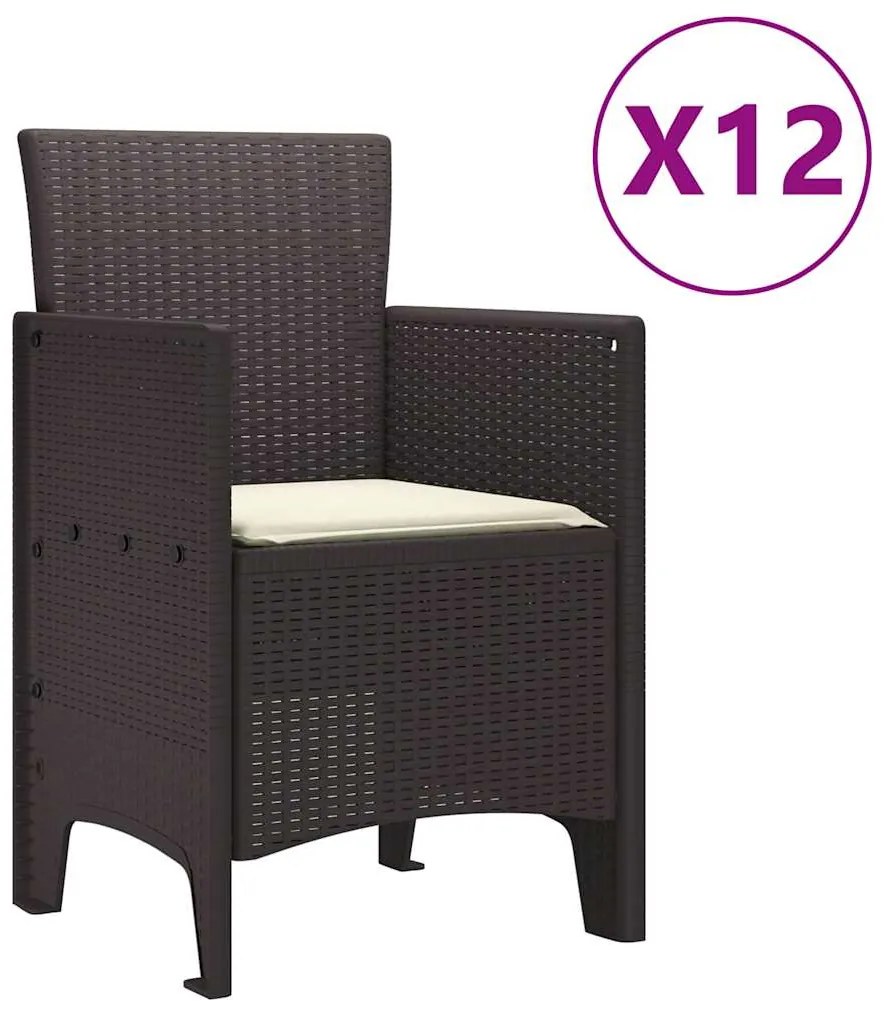 vidaXL Σέτ φαγητού για κήπο 13 pcs Καφέ Rattan Polt