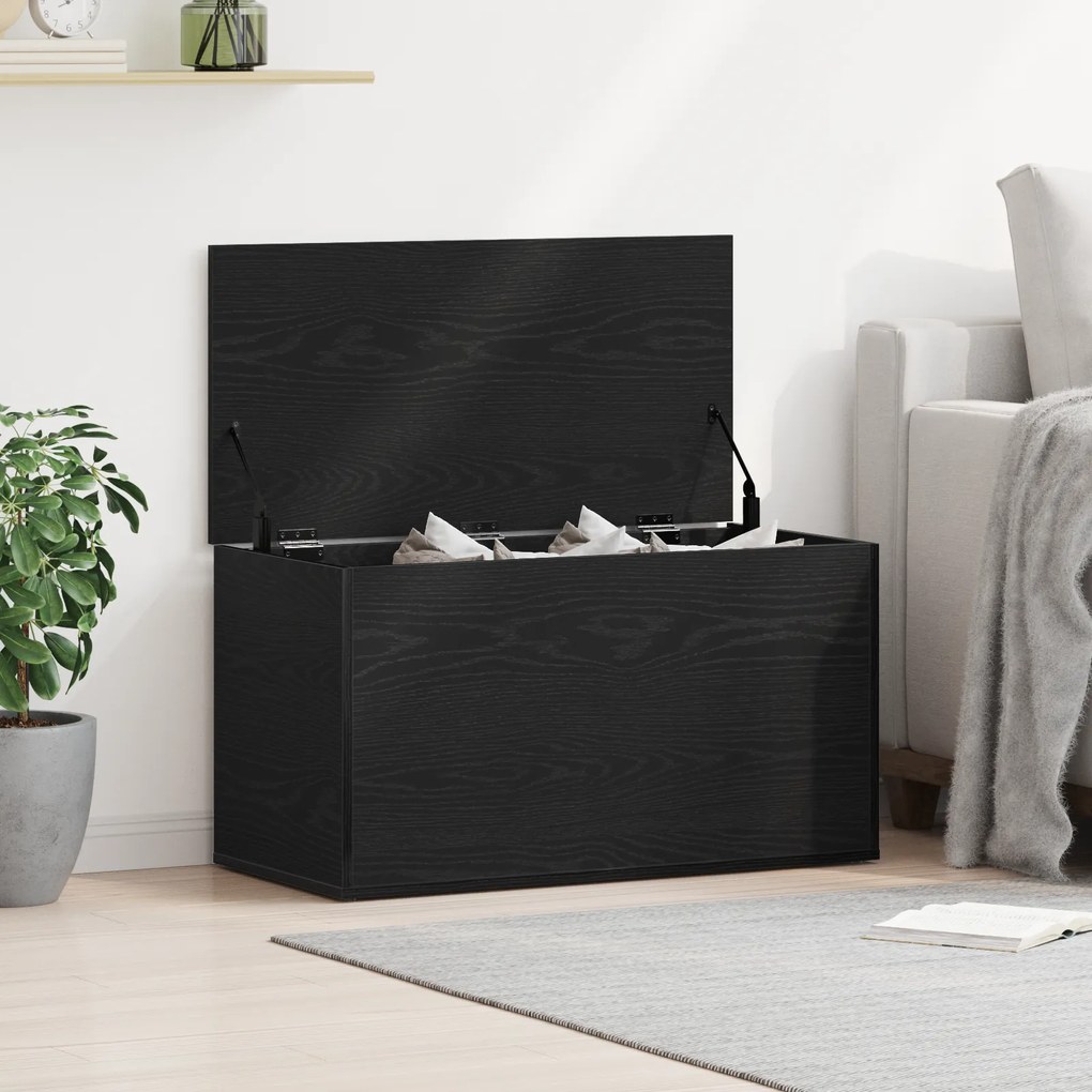 vidaXL Κουτί Αποθήκευσης Μαύρος Δρυς 84x42x46 εκ. Ξύλο επεξεργασμένο