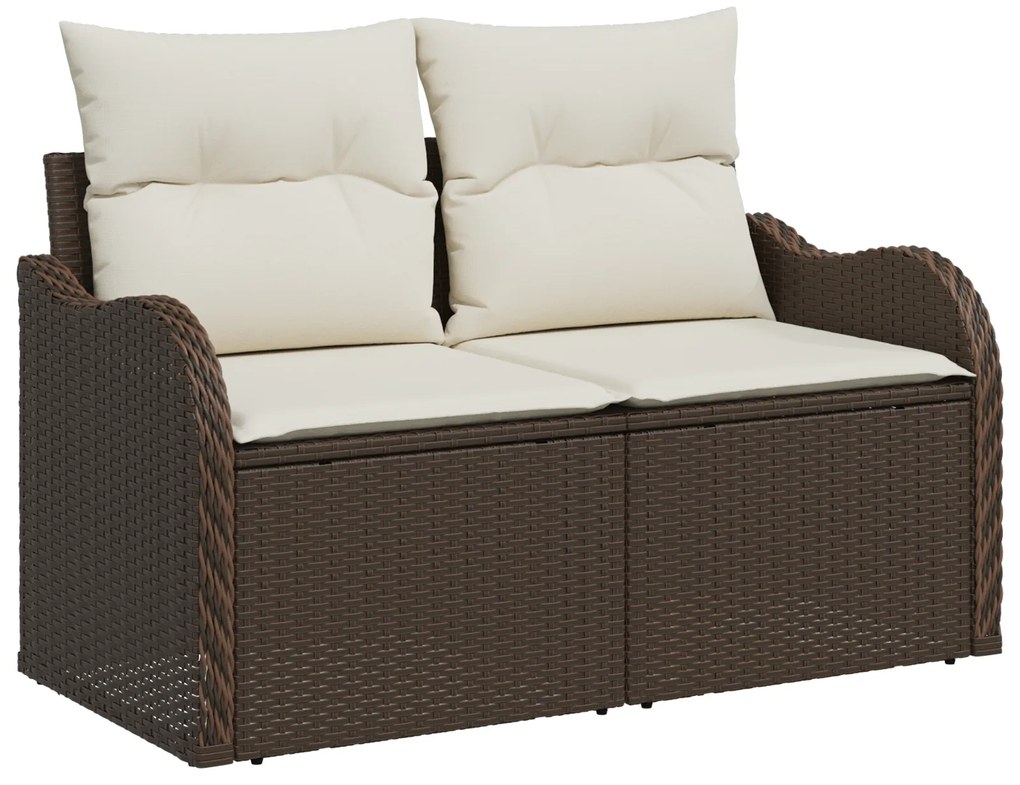vidaXL 4 Piece Garden Sofa Set με Μαξιλάρια Καφέ Πολυ Ρατάν