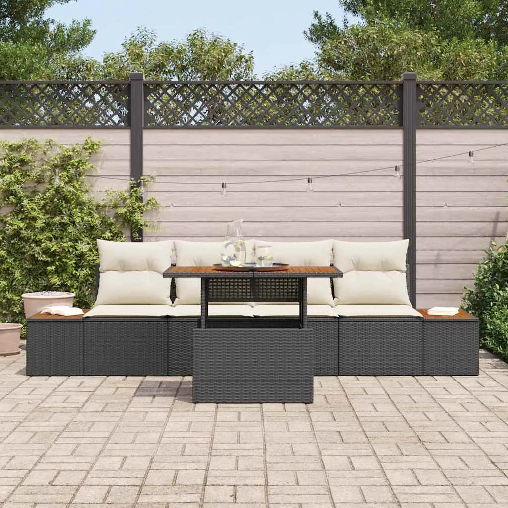 vidaXL Σέτ φαγητού για κήπο 5 pcs Μαύρο, Μπεζ 100 x 55 x 73 εκ