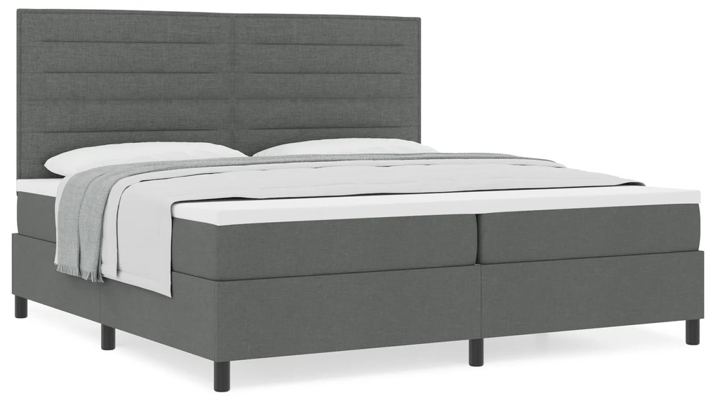 vidaXL Κρεβάτι Συντάγματος με Ματress Σκούρο Γκρι 200x200 εκ Ύφασμα