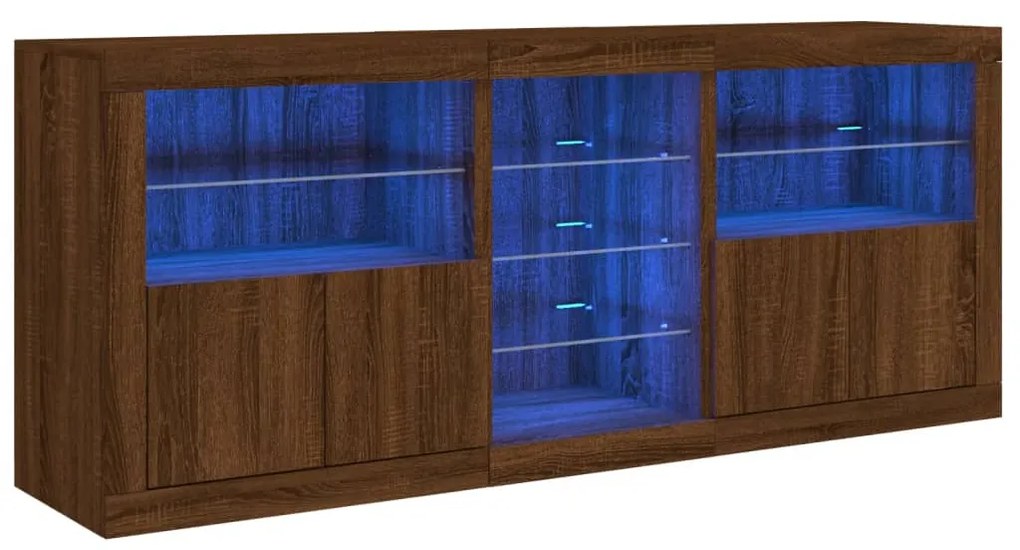 vidaXL Μπουφές με LED Καφέ Δρυς 181,5 x 37 x 67 εκ.