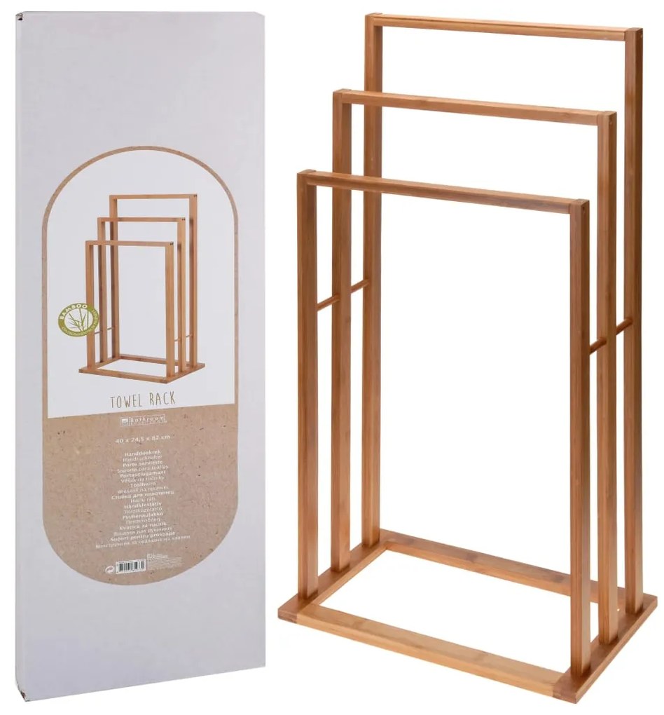 Bathroom Solutions Κρεμάστρα για Πετσέτες με 3 Mπάρες από Μπαμπού