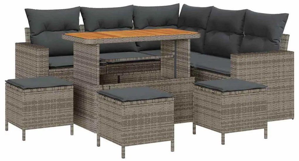 vidaXL Σετ Καναπέ Κήπου με μαξιλάρι 9 pcs Γκρι 110 x 55 x 71 εκ