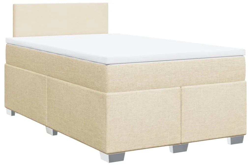 Κρεβάτι Boxspring με Στρώμα Κρεμ 120x200 εκ. Υφασμάτινο - Κρεμ