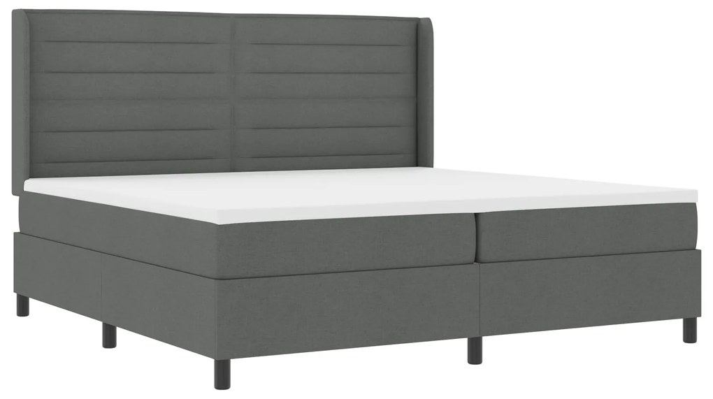 vidaXL Κρεβάτι Box Spring με Στρώμα Σκούρο Γκρι 200x200 εκ. Υφασμάτινο