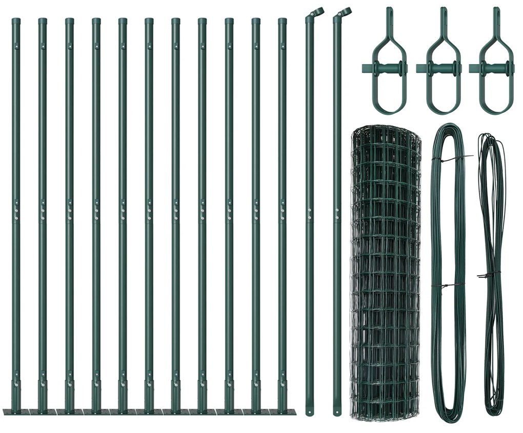vidaXL Euro Fence με 13 Φλαγγμένα Posts 1x25 μ Γαλβανισμένος Χάλυβας
