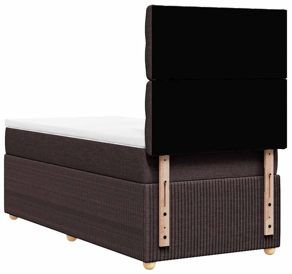 vidaXL Κρεβάτι Boxspring με Στρώμα Σκούρο Καφέ 80x200 εκ. Υφασμάτινο