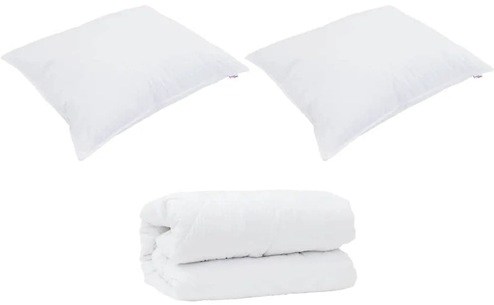 vidaXL Σετ Κουβέρτας με μαξιλάρι 3 pcs Λευκό 240 x 260 εκ. Μικροΐνες