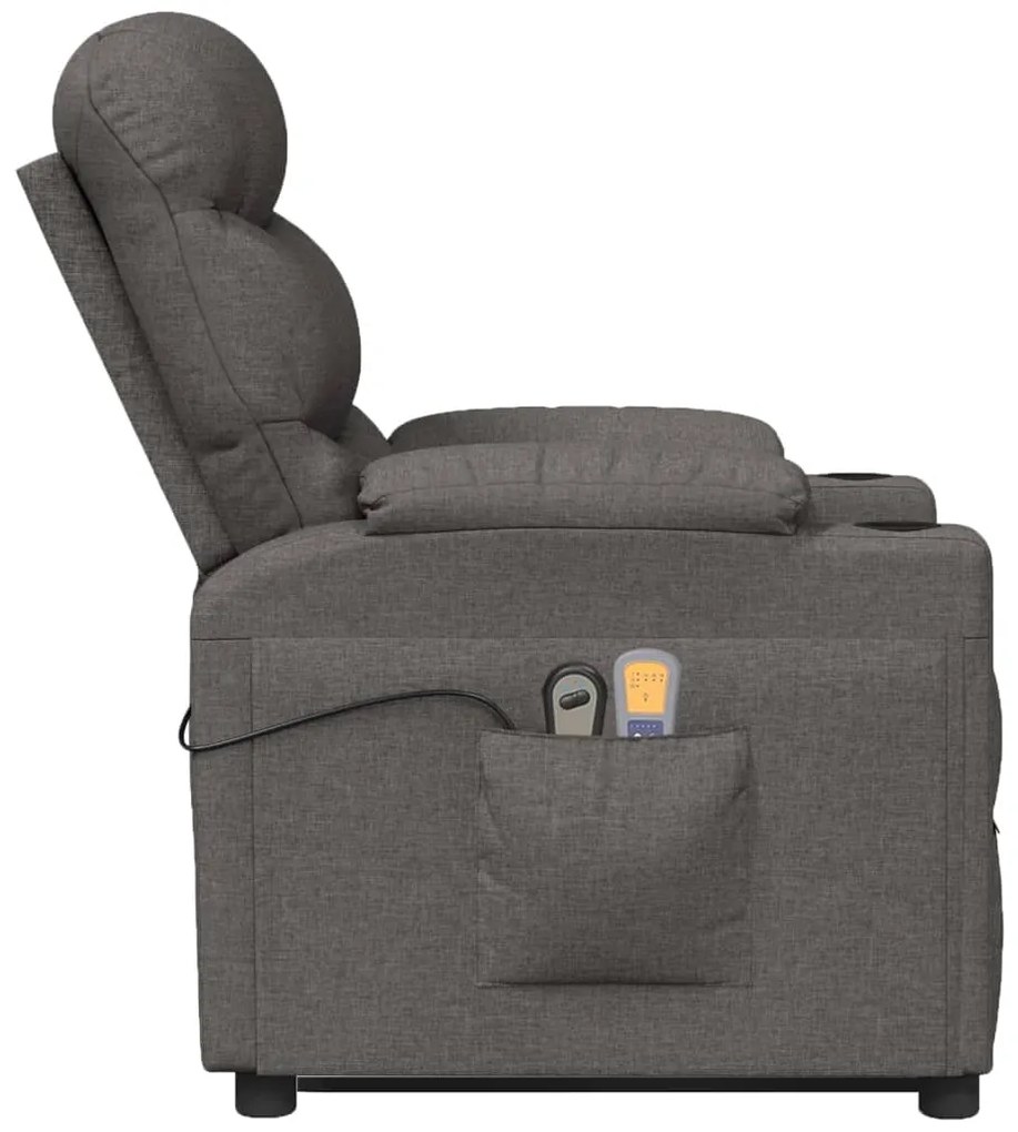 vidaXL Πολυθρόνα Μασάζ με Ανύψωση Σκούρο Γκρι Υφασμάτινη