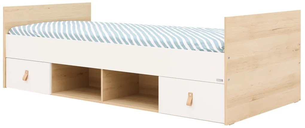 Κρεβάτι Jort  90x200cm με Συρτάρια Αποθηκευτικά  White + Natural  ToiToiKids