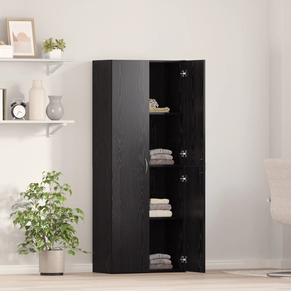 vidaXL Υψηλή Καρτέλα Μαύρης Οξιάς - 60 x 32 x 153 εκ. - Επεξεργασμένο ξύλο