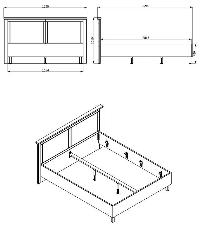 Κρεβάτι Valencia 160 Λευκό - Artisan Oak - Λευκό Ματ 182.5*208*103.5 (160*200) εκ.