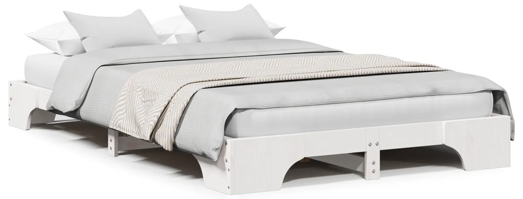 vidaXL Κρεβάτι Λευκό Ξύλο 140 x 190 cm Κρεβάτι Ορθογώνιο Μοντέρνο
