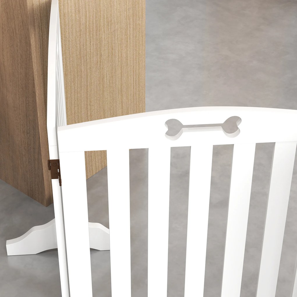 PawHut Ανεξάρτητο πτυσσόμενο φράγμα σκύλου με στηρίγματα, για πόρτες, διαδρόμους, σκάλες, 207,5x 30 x 61 cm, Λευκό