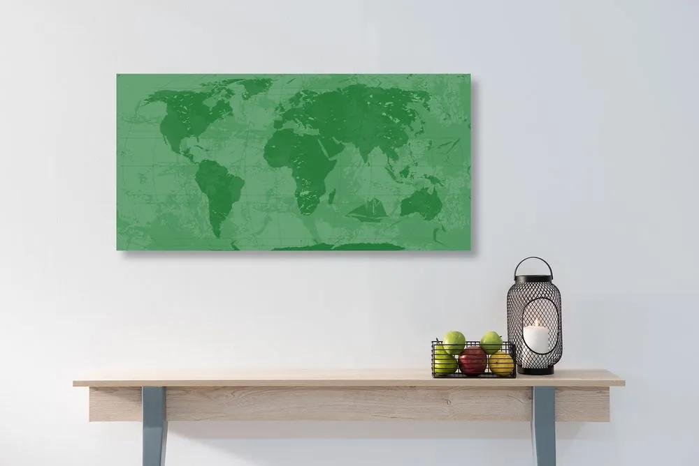 Εικόνα ενός ρουστίκ παγκόσμιου χάρτη σε πράσινο - 120x60