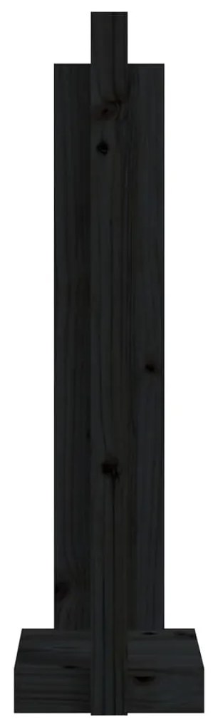 vidaXL Ξυλοθήκη Μαύρη 33,5 x 30 x 110 εκ. από Μασίφ Ξύλο Πεύκου