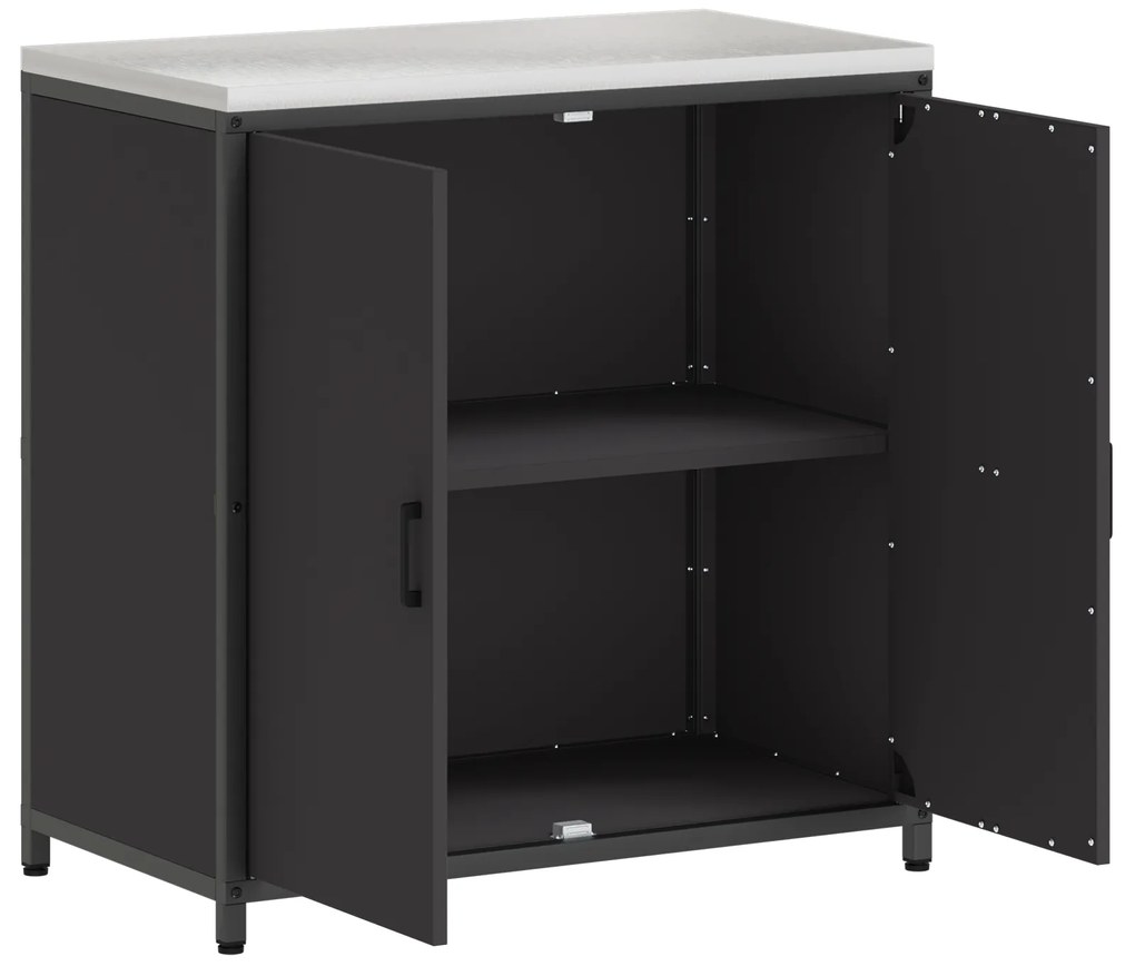 vidaXL Ντουλάπα Αποθήκευσης Κουζίνας Μαύρο 60 x 50 x 92 εκ. Ατσάλι