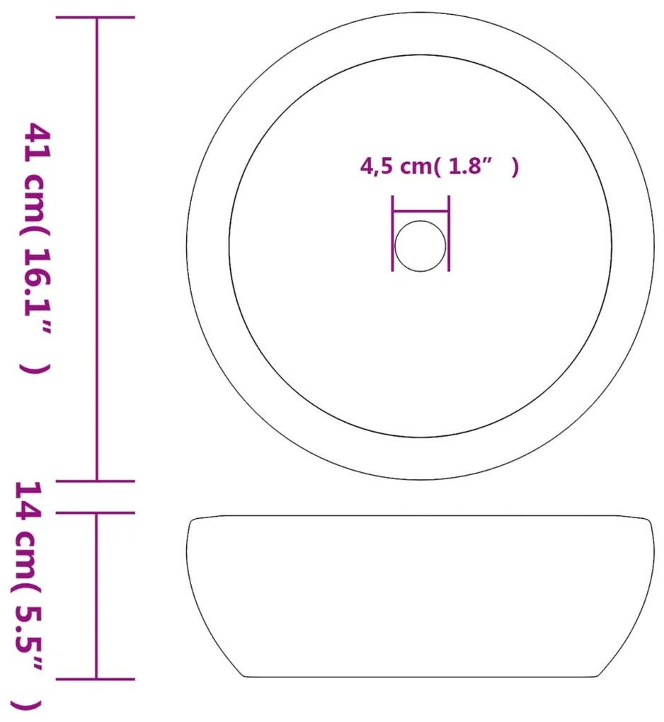 vidaXL Νιπτήρας Μαύρος και Καφέ Φ41 x 14 εκ. Κεραμικός