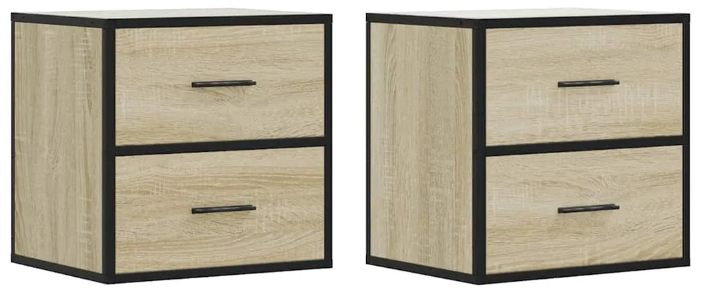 vidaXL Επίτοιχα κομοδίνα 2 τεμάχια Sonoma Oak 40x31x39,5 cm