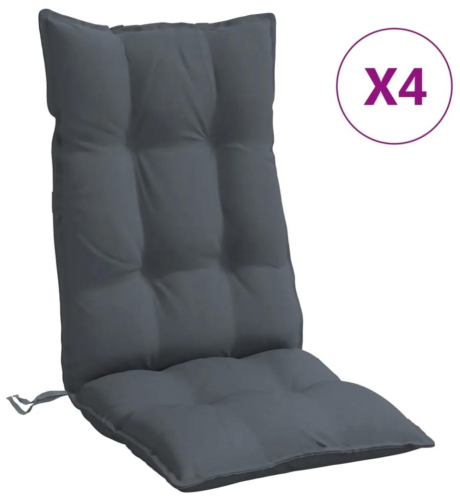 vidaXL Μαξιλάρια Καρέκλας με Πλάτη 4 τεμ. Ανθρακί από Ύφασμα Oxford