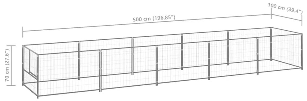 vidaXL Σπιτάκι Σκύλου Ασημί 5 μ² Ατσάλινο