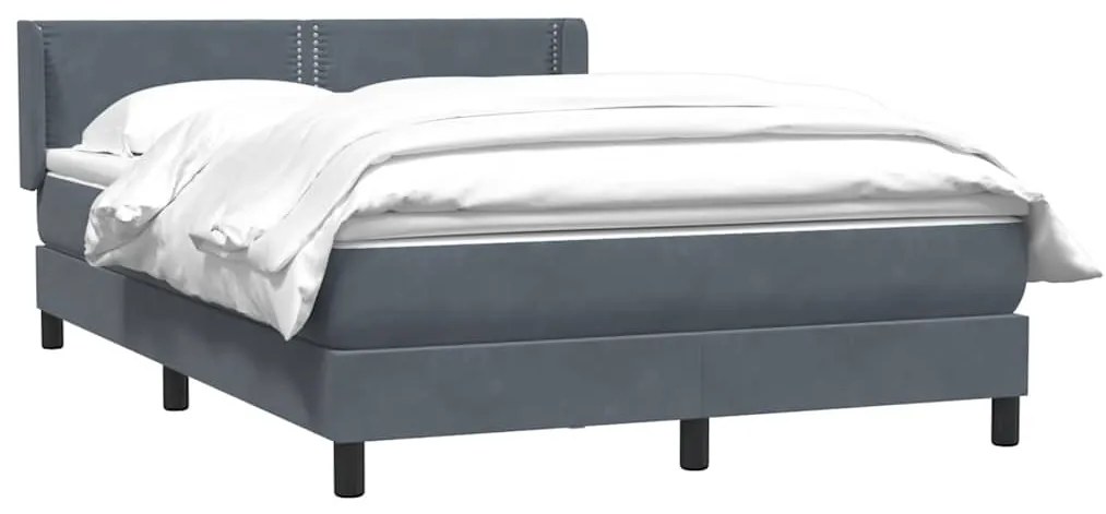 vidaXL Κρεβάτι Boxspring με Στρώμα Σκούρο Γκρι 140x210 εκ. Βελούδινο