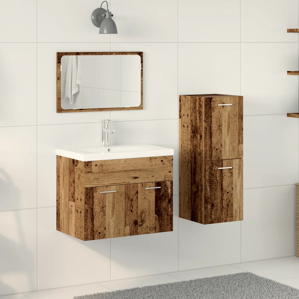 vidaXL Σετ Άλλο 3 pcs Παλιό ξύλο 30 x 30 x 80 cm Επεξεργασμένο ξύλο