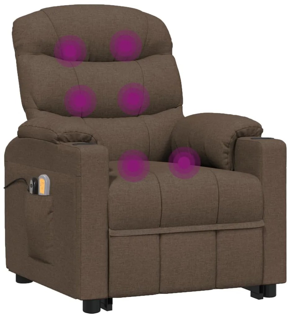 vidaXL Πολυθρόνα Μασάζ με Ανύψωση Καφέ Υφασμάτινη