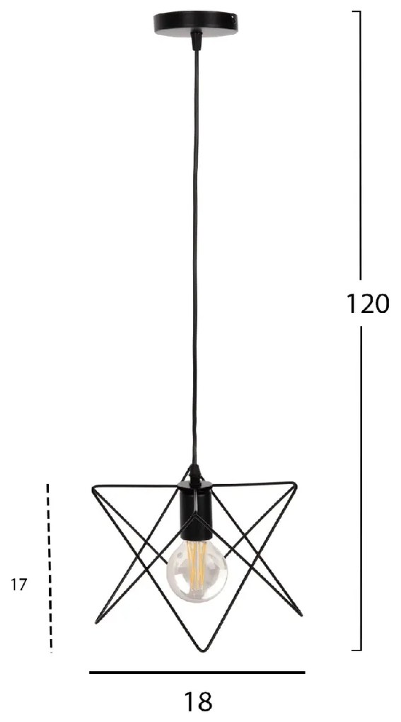 ΦΩΤΙΣΤΙΚΟ ΟΡΟΦΗΣ ΚΡΕΜΑΣΤΟ HM4075 ΜΑΥΡΟ ΜΕΤΑΛΛΙΚΟ ΚΑΠΕΛΟ 18x17x120Υεκ.