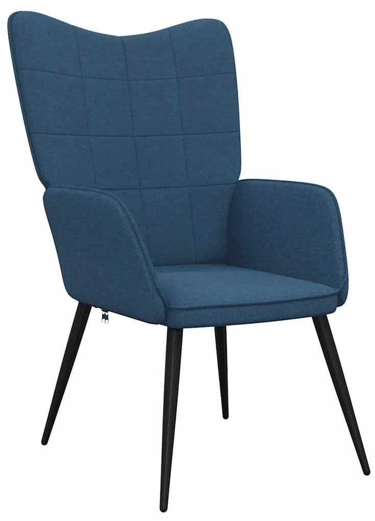 vidaXL Πολυθρόνα Relax Μπλε Υφασμάτινη με Σκαμπό
