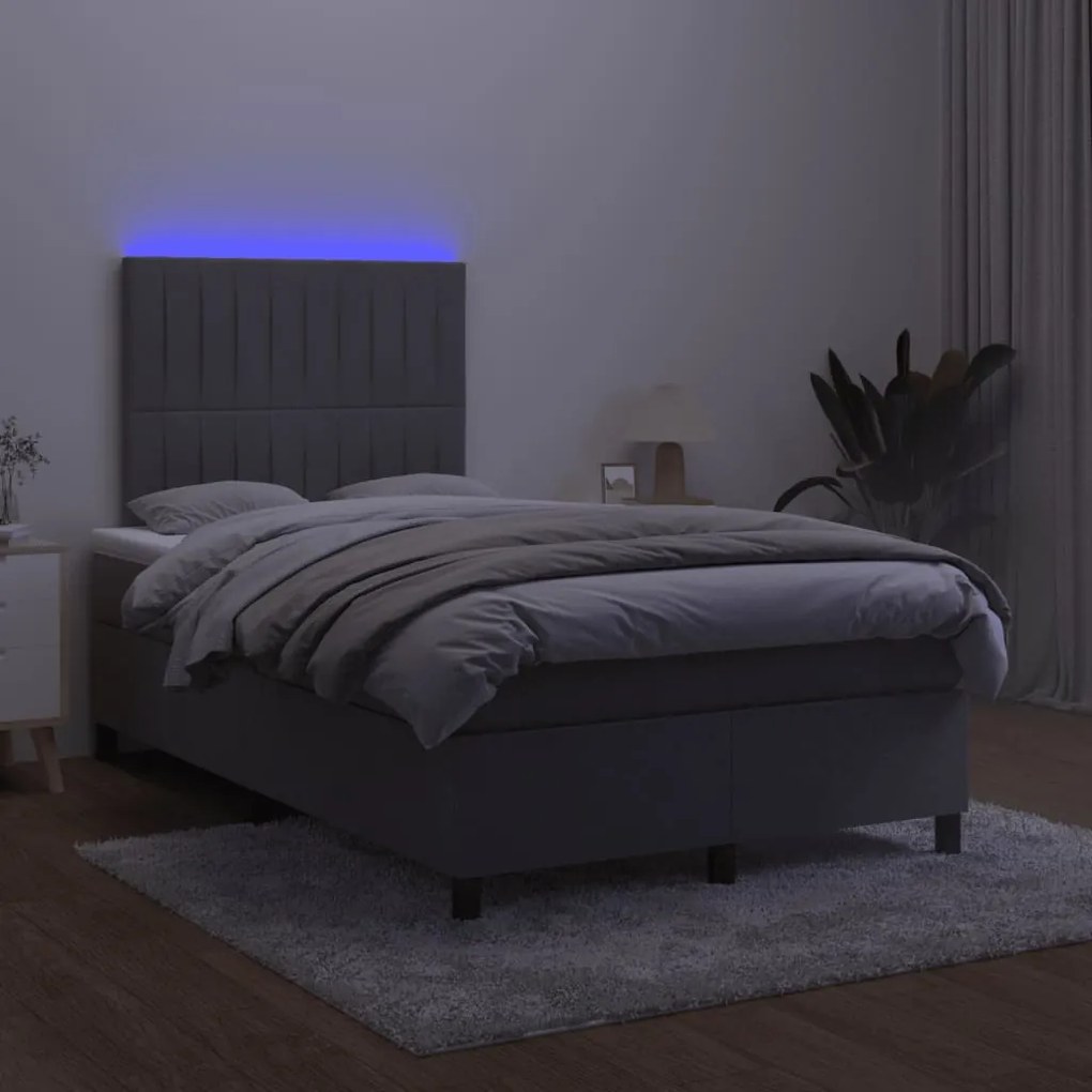 ΚΡΕΒΑΤΙ BOXSPRING ΜΕ ΣΤΡΩΜΑ &amp; LED ΣΚ.ΓΚΡΙ 120X190ΕΚ. ΒΕΛΟΥΔΙΝΟ 3270324