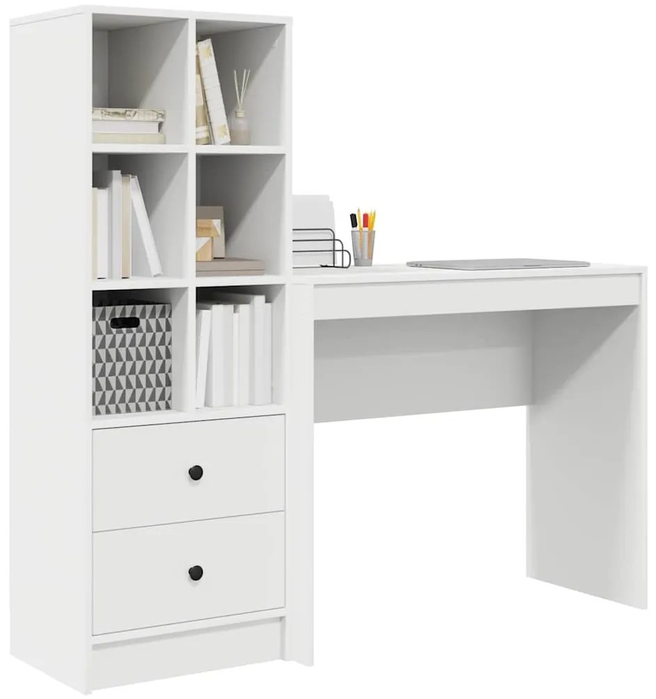vidaXL Γραφείο με αποθηκευτικό χώρο 2 pcs Λευκό 90 x 40 x 76 εκ.