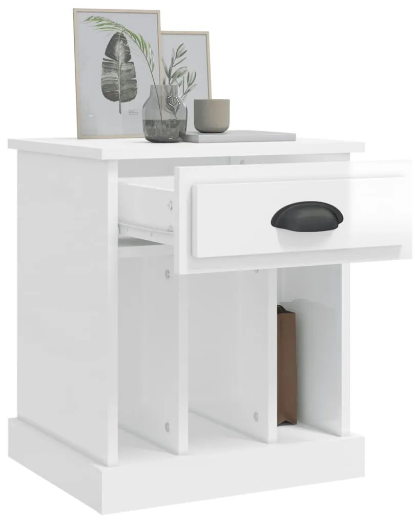 vidaXL Κομοδίνο Γυαλιστερό Λευκό 43 x 36 x 50 εκ.