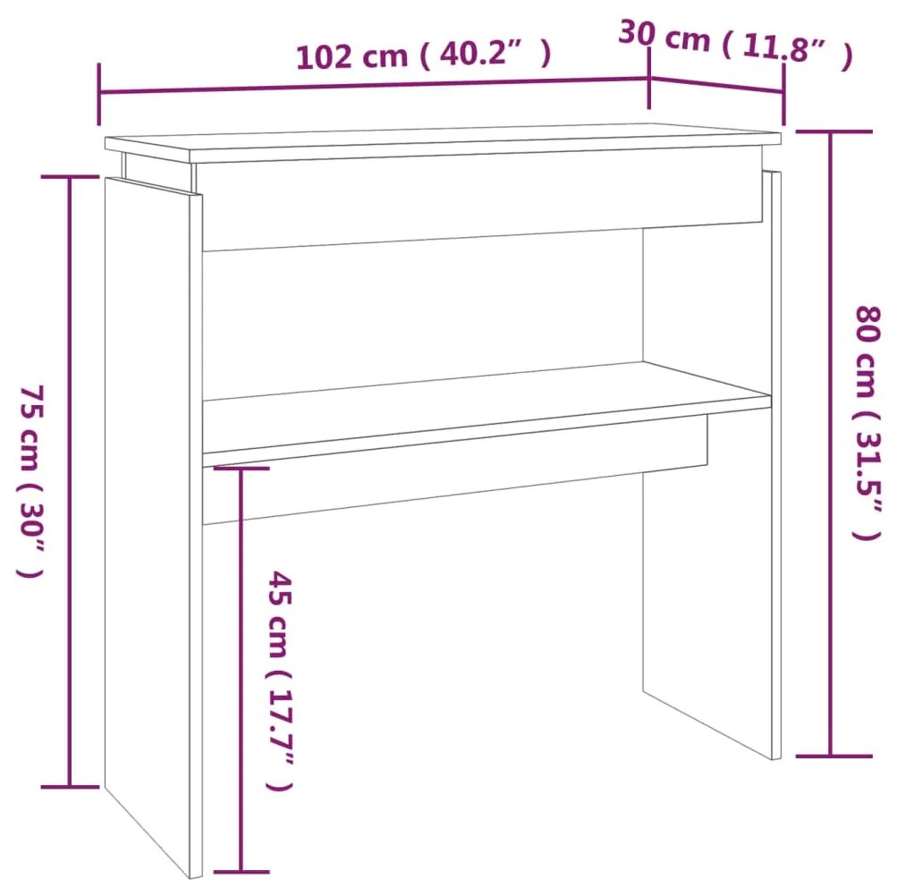 vidaXL Τραπέζι Κονσόλα Καπνιστή Δρυς 102x30x80 εκ. Επεξεργασμένο Ξύλο