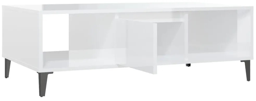 vidaXL Τραπεζάκι Σαλονιού Γυαλιστερό Λευκό 103,5x60x35 εκ. Επεξ. Ξύλο