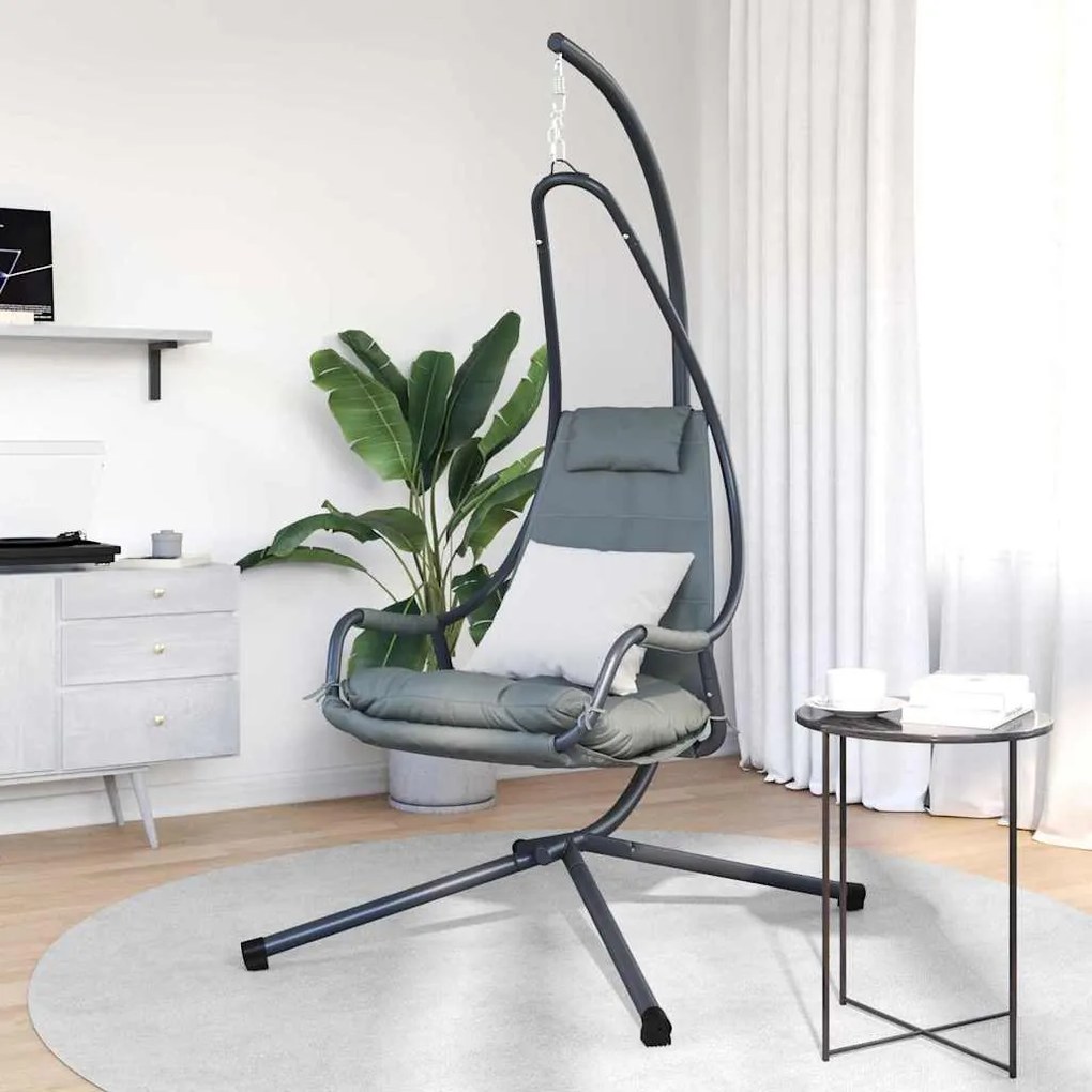 vidaXL Κρεμαστή καρέκλα αυγό Ανθρακί 94 x 107 x 196.5 εκ. Ατσάλι