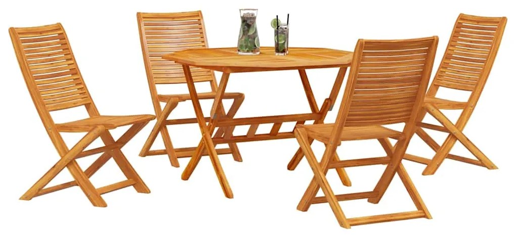 vidaXL Σέτ φαγητού για κήπο 5 pcs Καφέ Μασίφ ξύλο ακακίας