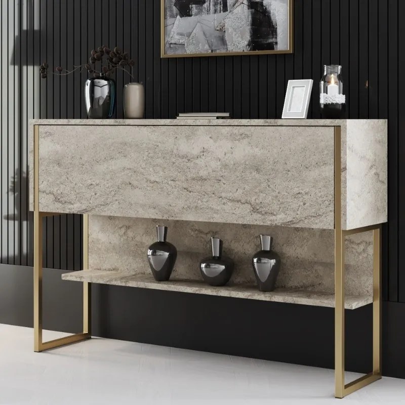 Megapap Μπουφές Luxe Travertine - Χρυσό